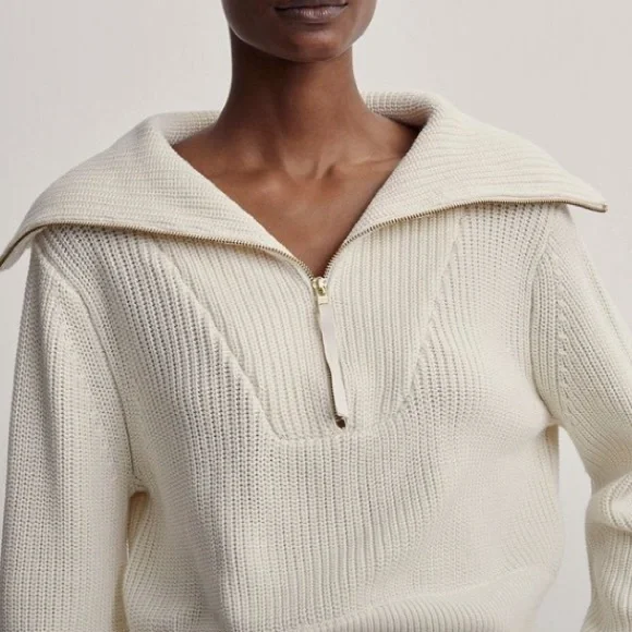 NWT Varley Mentone Half Zip Sweater in Egret - XS - Picture 5 of 9